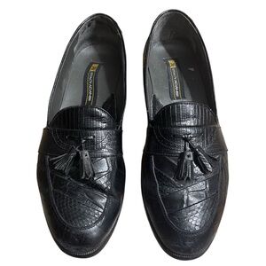 STACY ADAMS Genuine Snake Dress Loafers in Black Size 11.5